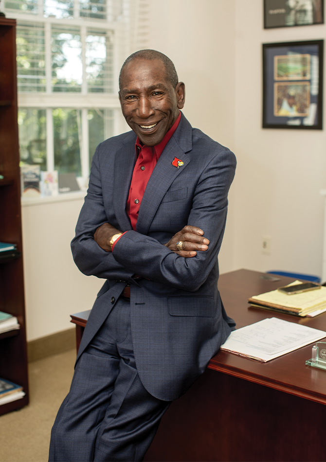 Detail image of Lee Gill for October 2022 University of Louisville advertorial.