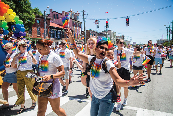 Detail image of Louisville's pride parade for June 2023 Celebrating Pride story.